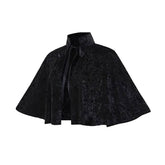 Velvet Gold Cape Victorian Short Tie Cloak Halloween Costume - Halloweez