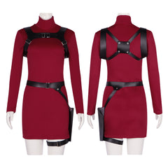 Ada Wong Red Long-Sleeved Dress Cosplay Costume for Resident Evil 4 Remake - Game Character Outfit - Halloweez