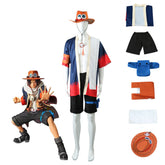 One Piece Portgas D. Ace Kimono Anime Cosplay Costume - Factory Stock - Halloweez