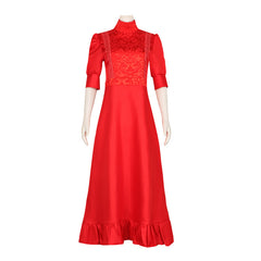 Pearl Cosplay Costume Red Dress from Horror Movie X Prequel for Women - Halloweez