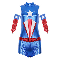 Captain America Cosplay Jumpsuit Costume for Women - Avengers Superhero Halloween Party Outfit