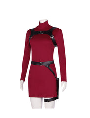 Ada Wong Red Long-Sleeved Dress Cosplay Costume for Resident Evil 4 Remake - Game Character Outfit - Halloweez