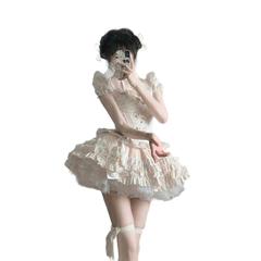 French Pure Desire Sweet Waist Lolita Princess Dress for Adults Birthday Party Cosplay Costume