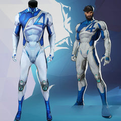 Marvel Rivals Mister Fantastic Cosplay Costume, Fantastic Four Superhero Tight Bodysuit for Men Halloween Role Play Outfit | Halloweez