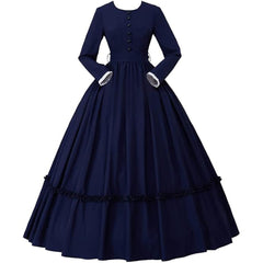 Medieval Victorian Civil War Period Dickens Costume Retro Dress - Authentic Cosplay Outfit - Halloweez