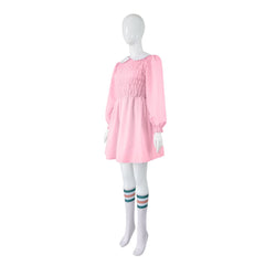 Stranger Things Eleven Pink Dress Costume with Wig - Halloweez