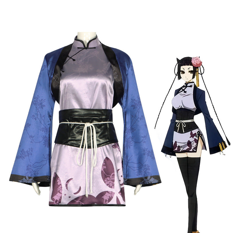 Black Butler Ciel Phantomhive Blue Cat Cheongsam Anime Cosplay Dress Halloween Costume - Halloweez