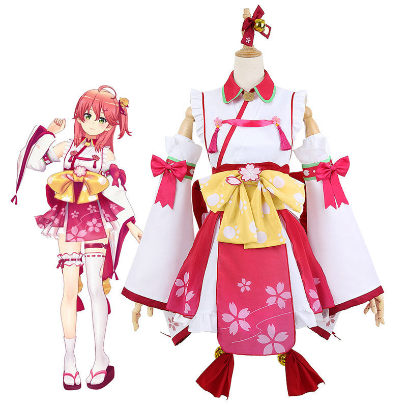 Vtuber Sakura Miko Cosplay Costume Anime Wide Sleeve Kimono Outfit - Halloweez
