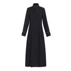 Authentic Medieval Men's Christian Priest Cosplay Costume - Black Long Sleeve Robe for Halloween Carnival - Halloweez