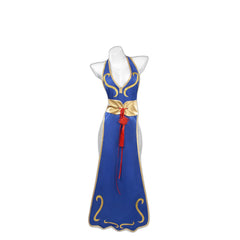 New Street Fighter Chun-Li Cosplay Costume Blue Cheongsam Lion Dance Performance Outfit for Halloween - Halloweez