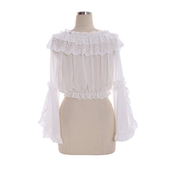Halloweez Strapless Lolita Blouse with Chiffon Trumpet Sleeves for Women and Girls - Halloweez