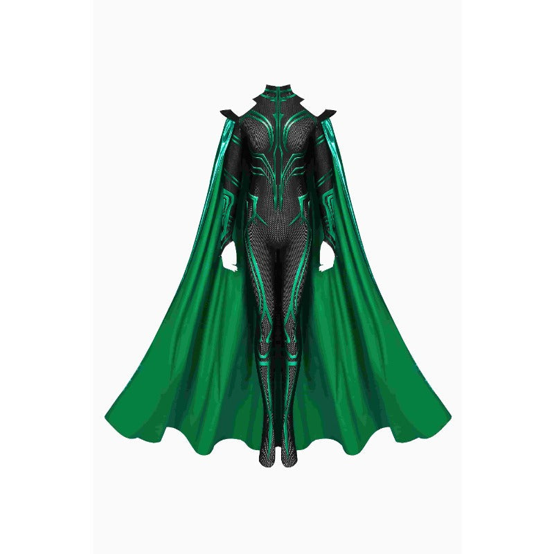 Women's Thor Ragnarok Hela Costume Cosplay Jumpsuit with Cape by Halloweez - Halloweez
