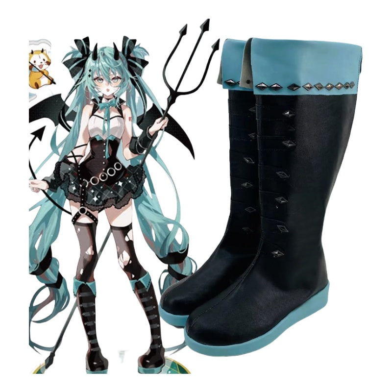 Hatsune Miku Cosplay Shoes for 2D Anime Convention Performance - Vocaloid Character Footwear - Halloweez