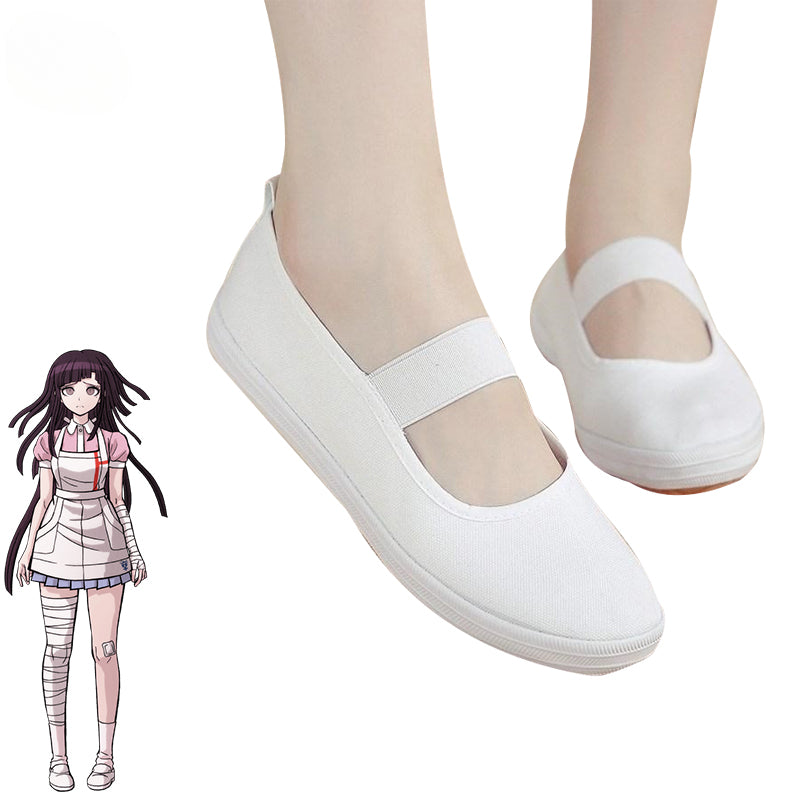 Halloweez Danganronpa 2 Mikan Tsumiki Cosplay Sneakers - White Sport Shoes for Gymnastics and Dance - Halloweez