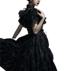 Adams Family Wednesday Addams Cosplay Dress for Women - Halloween Ball Gown Costume - Halloweez