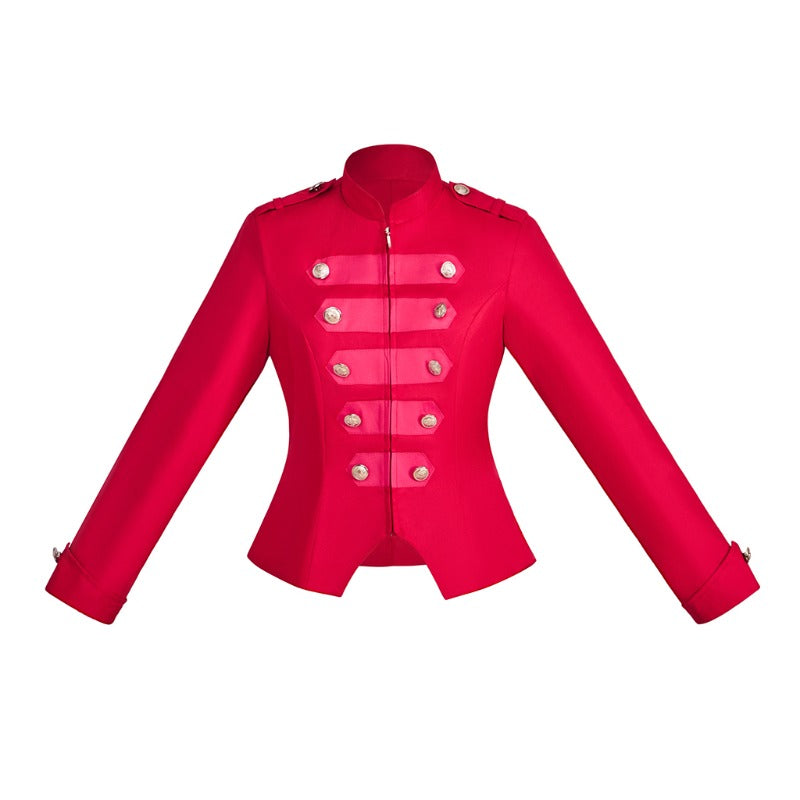 Victorian Steampunk Military Blazer for Women - Halloweez Zip Up Crop Jacket - Halloweez