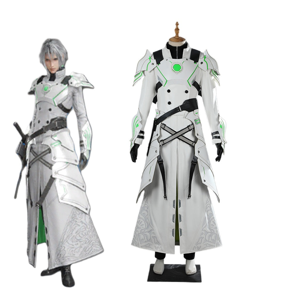 Halloweez Youth Sephiroth Cosplay EC Costume Men FFVII Fantasia White Combat Uniform Full Set for Halloween Carnival Party Warrior Suit - Halloweez