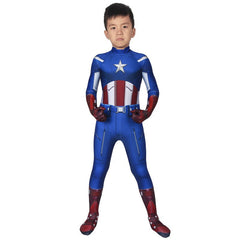Halloweez Kids Captain America Cosplay Costume - Classic Blue Spandex Suit for Children - Halloweez