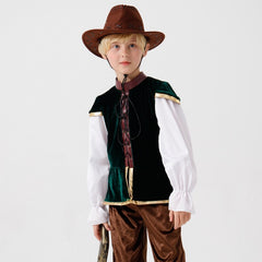 2025 New European and American Wide Brim Hat Western Cowboy Children's Medieval Stage Performance Costume Cosplay Costume - Halloweez