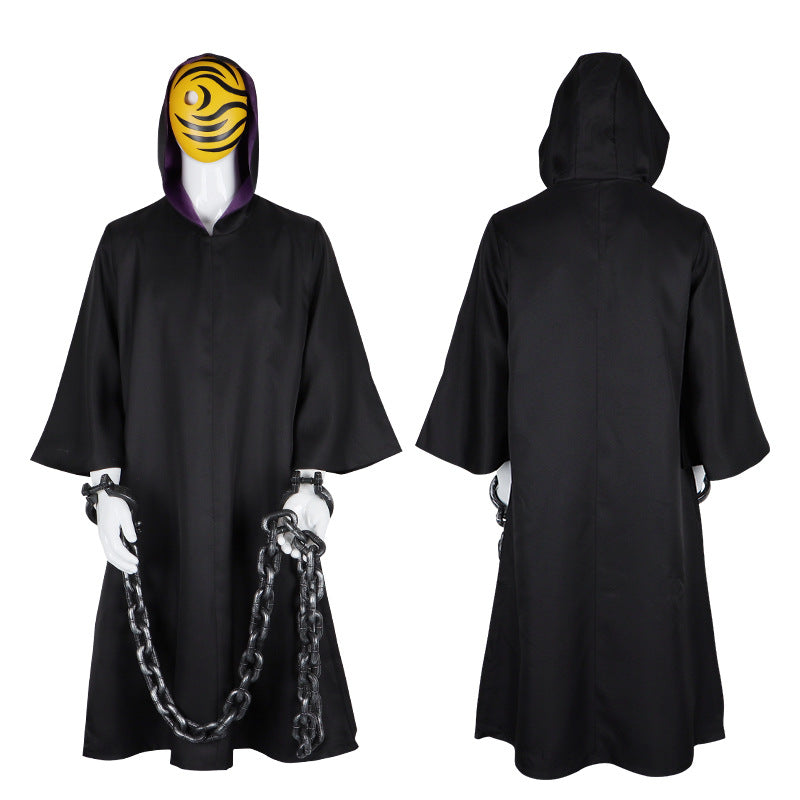 Naruto Tobi (Obito Uchiha) Cosplay Costume Full Set with Cloak and Mask - Halloweez