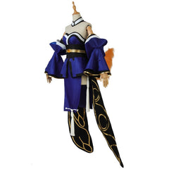 Halloweez Tamamo no Mae Cosplay Outfit - Blue Kimono Dress & Wig for Enthusiasts - Halloweez