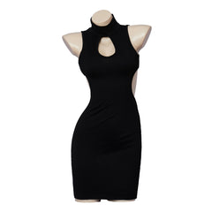 Official Euphoria Maddy Perez Black Cut Out Bodycon Dress Cosplay Costume - Halloweez