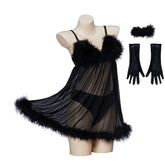 Official Austin Powers Fembot Cosplay Costume: Women's Sexy Plush Mini Dress & Suspender Set - Halloweez