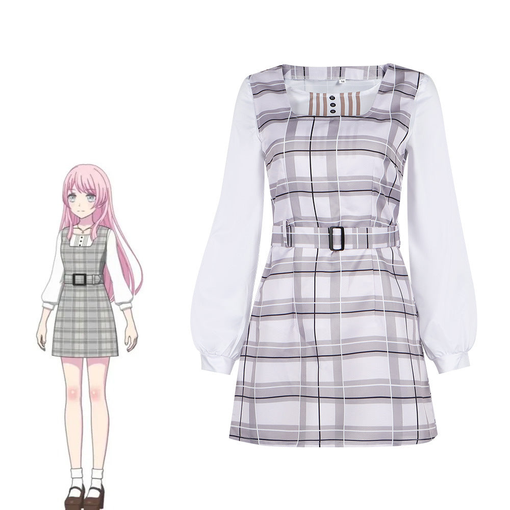 BanG Dream Chihaya Anon Cosplay Costume School JK Uniform Plaid Dress Anime Outfit - Halloweez