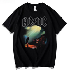 AC/DC Band Retro Rock Short‑Sleeve Cotton T‑Shirt for Music Festival Party