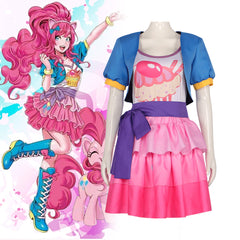 My Little Pony Pinkie Pie Humanized Cosplay Costume Princess Dress Set for Halloween Role Play - Halloweez