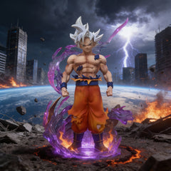 Premium Glowing Goku Statue with Ultra Instinct Mastery - Dragon Ball Z Collectible
