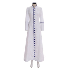 Elegant Halloweez Women's White Priest Cassock Robe - Medieval Inspired Clergy Vestments - Halloweez