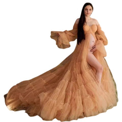 Halloweez Orange Sweetheart Maternity Cosplay Dress with Sheer V-Neck and Flowing Tulle Skirt for Women - Halloweez