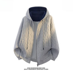Men's Quilted Zip‑Up Hoodie Jacket,Luxury‑Feel Trendy Casual Outerwear Custom