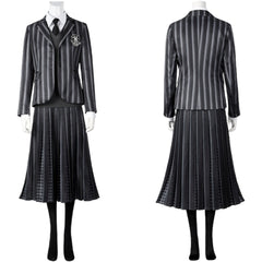 Nevermore Academy Uniform Wednesday Addams Cosplay Costume Jacket & Tie Outfit for Halloween - Halloweez