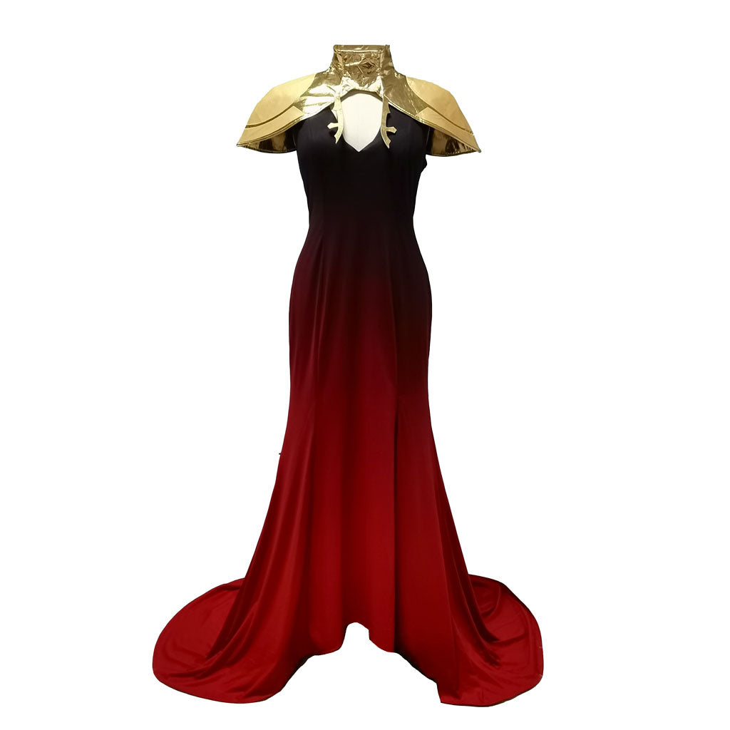 Embrace the Dark Glamour with the Halloweez Carmilla Cosplay Costume - Elegant Red Dress with Long White Wig - Halloweez