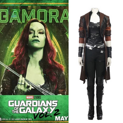 Gamora Cosplay Full Set Outfit, Marvel Guardians of the Galaxy Vol.2 Same Style Coat, Women Movie Cosplay Costume for Halloween Party - Halloweez