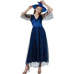 Halloween Witch Queen Costume - Elegant Witch Dress for Women Role Play - Halloweez