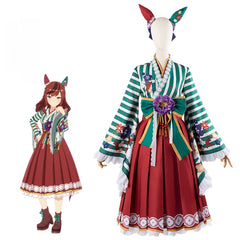 Pretty Derby Umamusume Cosplay Anime Color-blocking Kimono Dress - Nice Nature - Halloweez