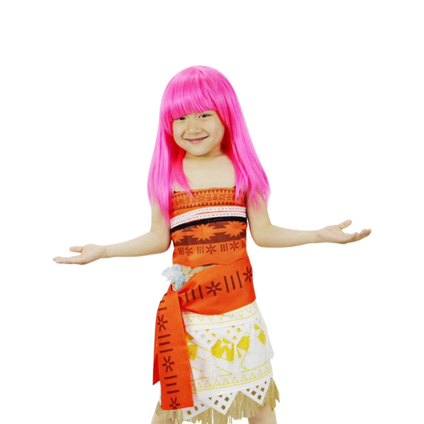 Moana Costume for Kids, Maui Outfit, Princess Dress with Grass Skirt for Halloween Cosplay - Halloweez