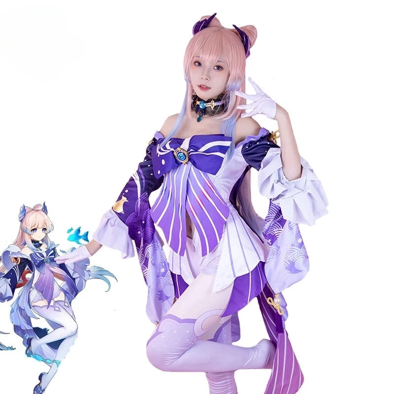 Halloweez Sangonomiya Kokomi Cosplay Costume - Women's Full Set with Headwear for Halloween - Halloweez