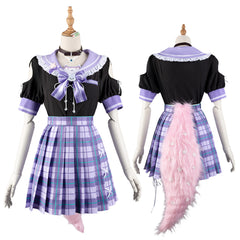 VTuber Host Hakui Koyori White Anime Cosplay Game Girl Plaid Skirt - Halloweez