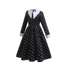 Adams Family Girl's Cosplay Costume Wednesday Dress Halloween Children's Clothing - Halloweez