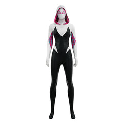 Upgraded Gwen Stacy Spider-Verse Cosplay Outfit, Color Block Embossed Full Set, Customizable Shoes - Halloweez