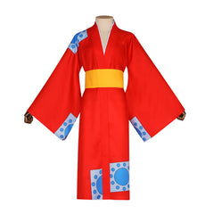 One Piece Wano Country Cosplay Costume Luffy Trafalgar Law Nami Red Kimono Anime Role-Playing Costume - Halloweez