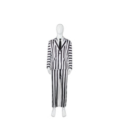 Beetlejuice Cosplay Costume Michael Keaton Black and White Stripe Halloween Outfit - Halloweez