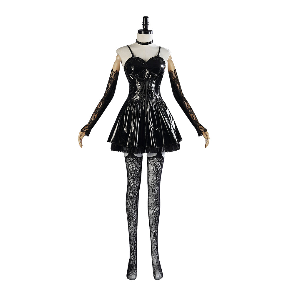 Halloweez Misa Amane Cosplay Costume - Premium Leather Dress, Lace Accessories, Anime Uniform Set for Women - Halloweez