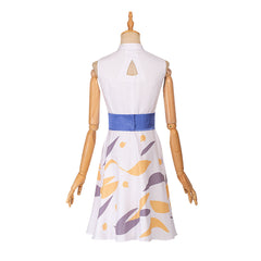 Elegant Game Light Female Leading Role Cosplay Costume by Halloweez - White Printing Sleeveless Dress - Halloweez