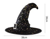 Halloween Crinkle Witch Hat for Kids Adults Party Dress Up Gold Velvet Curved Horn Hat Elf Witch Hat Wizard Hat - Halloweez
