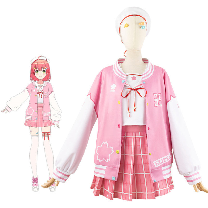 Vtuber Sakura Miko Anime Cosplay Costume School Outfit for Women - Halloweez